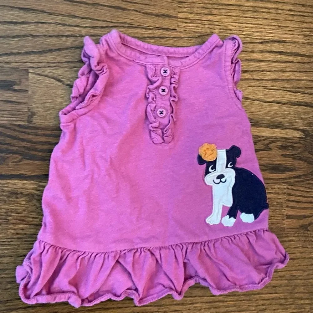 🍭4/$20 Carter’s sleeveless ruffle dog shirt - 6-9 months
